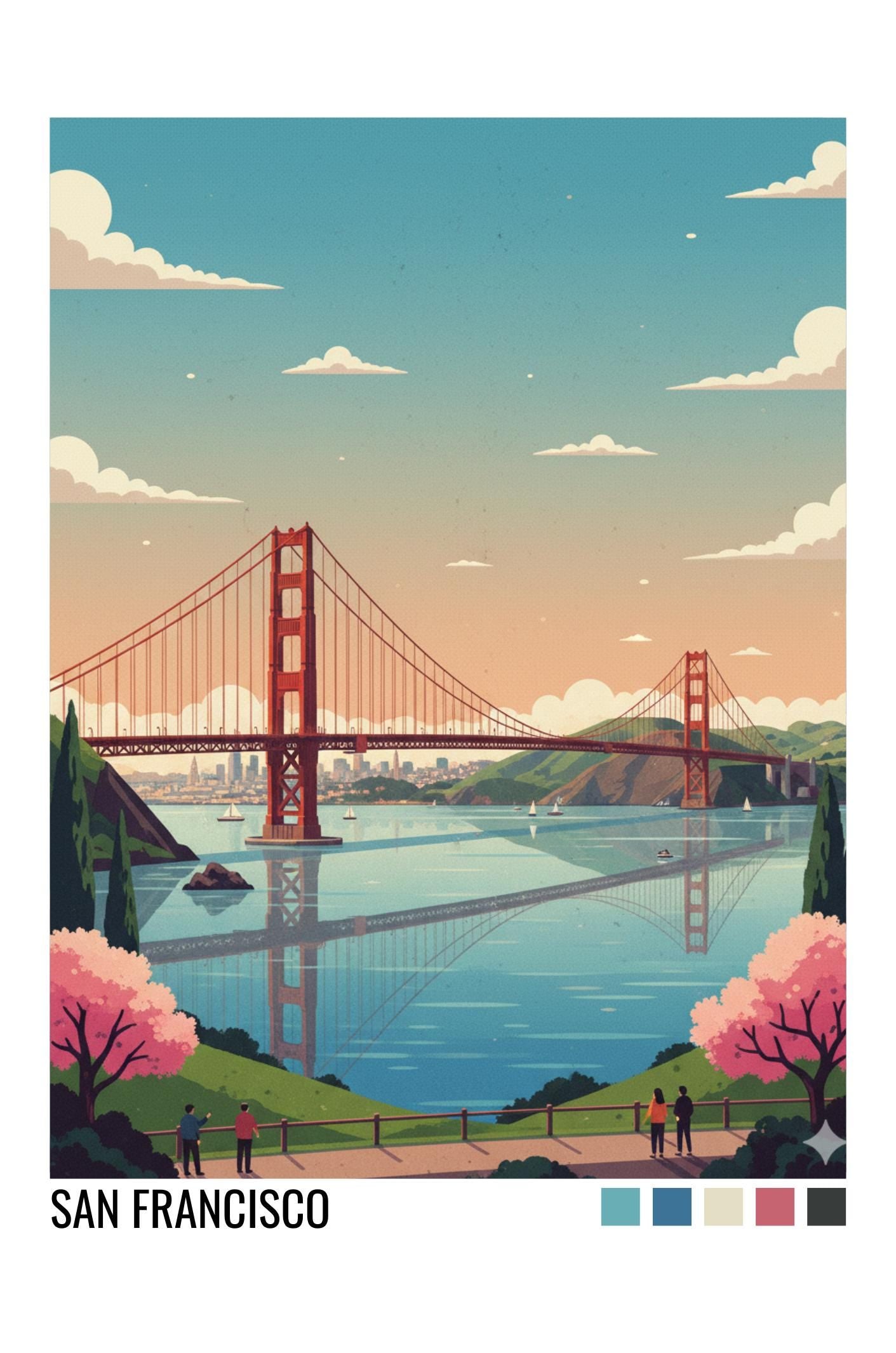 San Francisco Travel Poster | Vintage Travel Poster | Country Travel Art | World Map Poster | Adventure Wall Art | Travel Gift