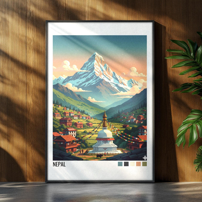 Mount Everest Nepal Travel Poster | Vintage Travel Poster | Country Travel Art | World Map Poster | Adventure Wall Art | Travel Gift