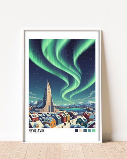 Reykjavik Iceland Travel Poster | Vintage Travel Poster | Country Travel Art | World Map Poster | Adventure Wall Art | Travel Gift