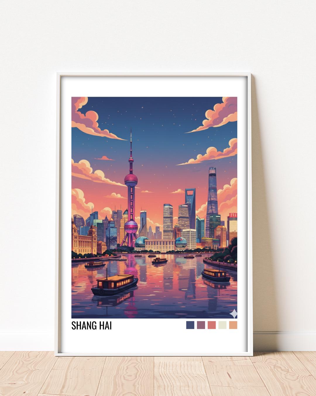 Shang Hai China Travel Poster | Vintage Travel Poster | Country Travel Art | World Map Poster | Adventure Wall Art | Travel Gift
