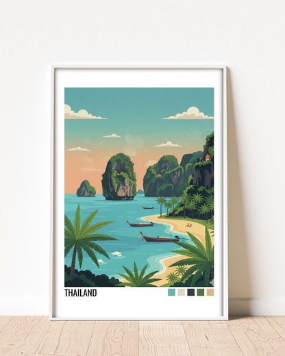 Thailand Travel Poster | Vintage Travel Poster | Country Travel Art | World Map Poster | Adventure Wall Art | Travel Gift
