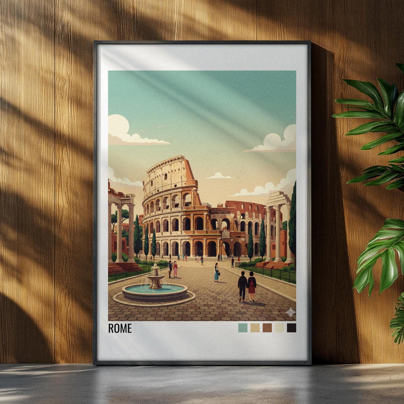 Rome Italy Travel Poster | Vintage Travel Poster | Country Travel Art | World Map Poster | Adventure Wall Art | Travel Gift