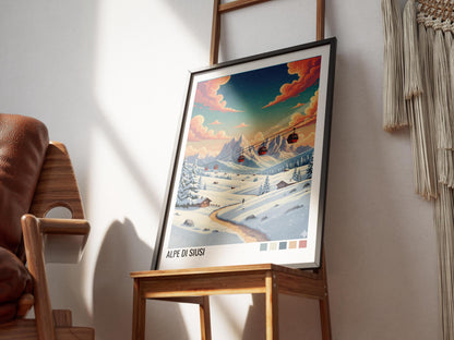 Alpe Di Siusi Italy Travel Poster | Vintage Travel Poster | Country Travel Art | World Map Poster | Adventure Wall Art | Travel Gift