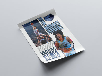 Ja Morant No. 12 Memphis Grizzlies Poster
