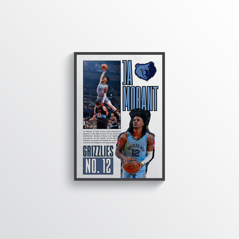 Ja Morant No. 12 Memphis Grizzlies Poster