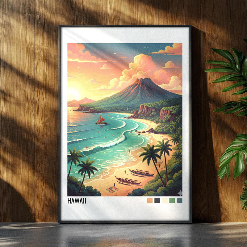 Hawaii Travel Poster | Vintage Travel Poster | Country Travel Art | World Map Poster | Adventure Wall Art | Travel Gift