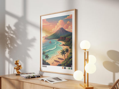 Hawaii Travel Poster | Vintage Travel Poster | Country Travel Art | World Map Poster | Adventure Wall Art | Travel Gift