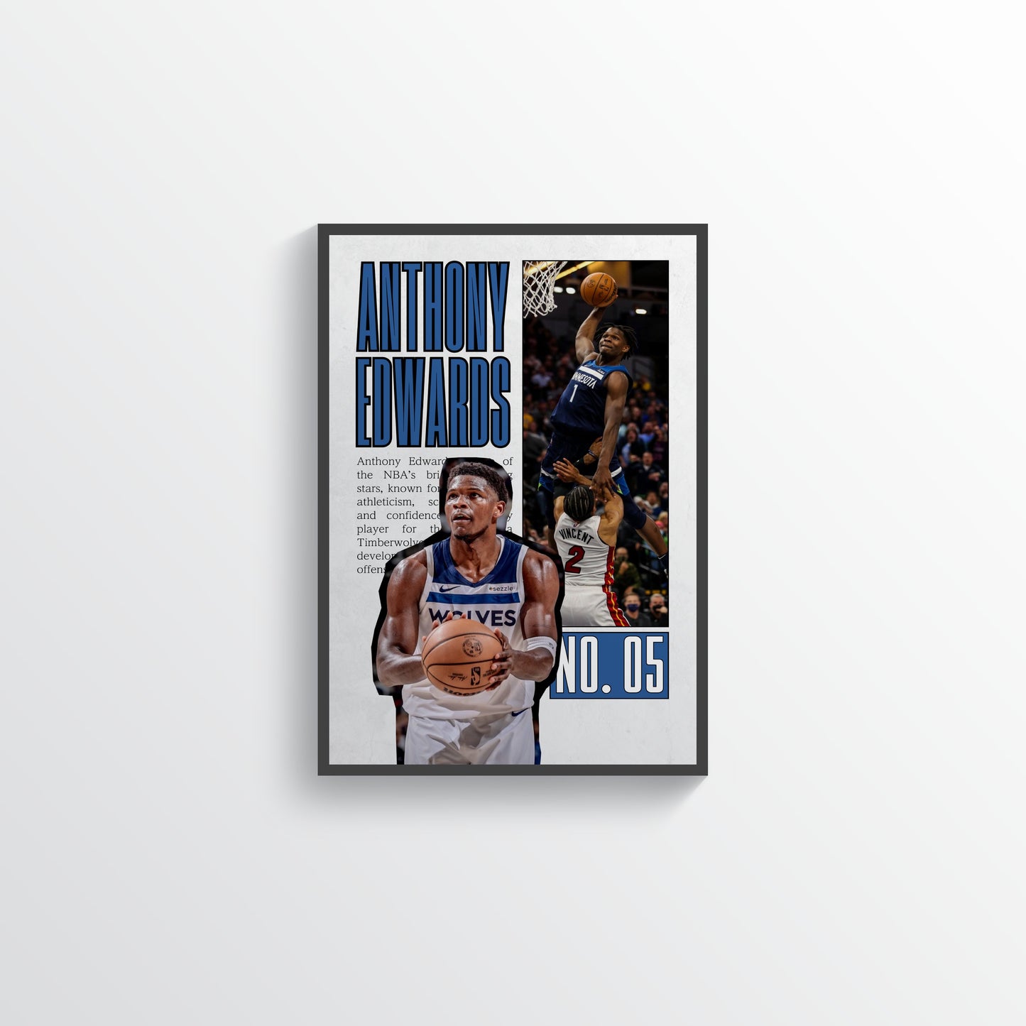Anthony Edwards No. 05 Minnesota Timberwolves Poster