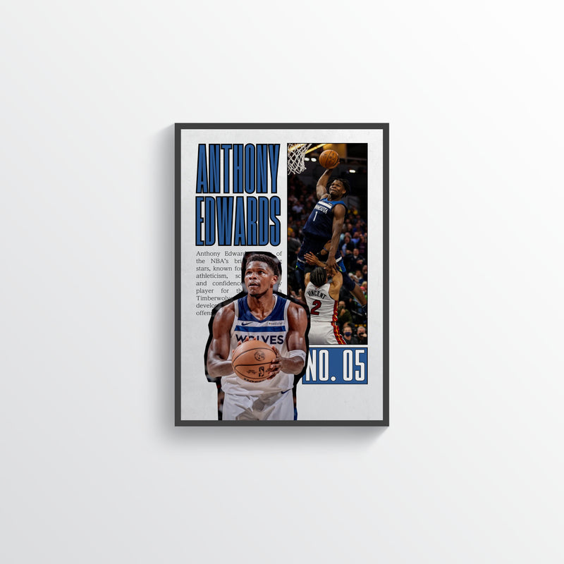 Anthony Edwards No. 05 Minnesota Timberwolves Poster