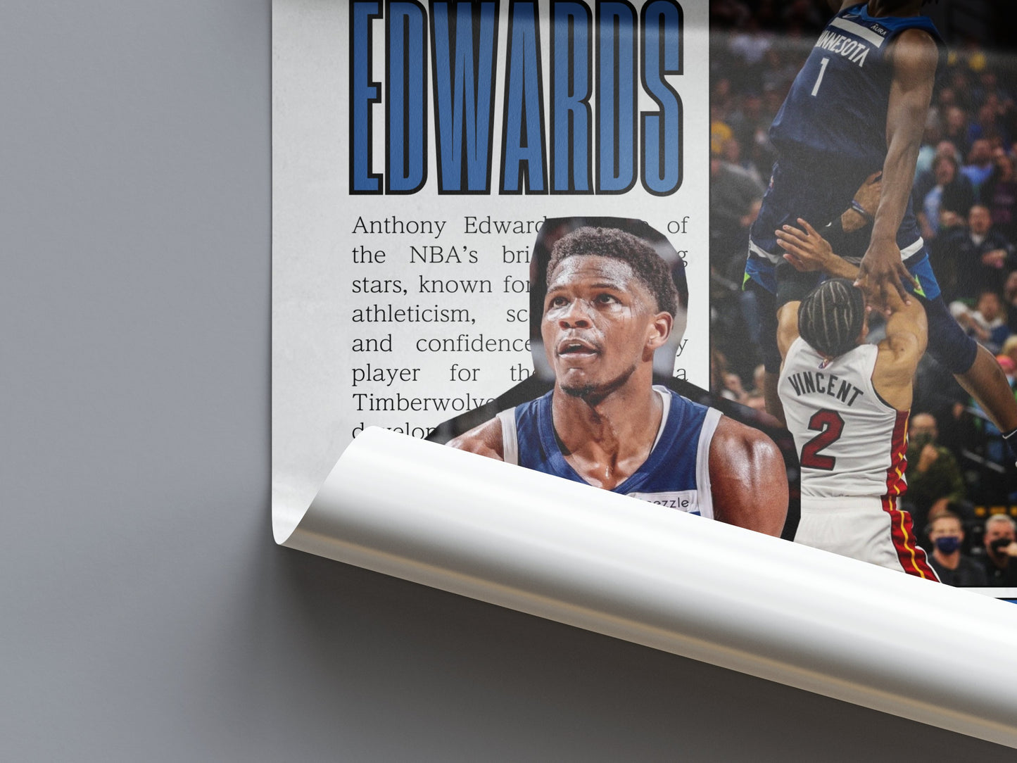 Anthony Edwards No. 05 Minnesota Timberwolves Poster