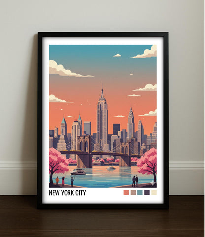 New York City Travel Poster | Vintage Travel Poster | Country Travel Art | World Map Poster | Adventure Wall Art | Travel Gift