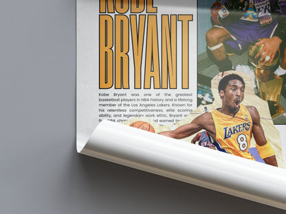 Kobe Bryant No. 8 Black Mamba Los Angeles Lakers Poster