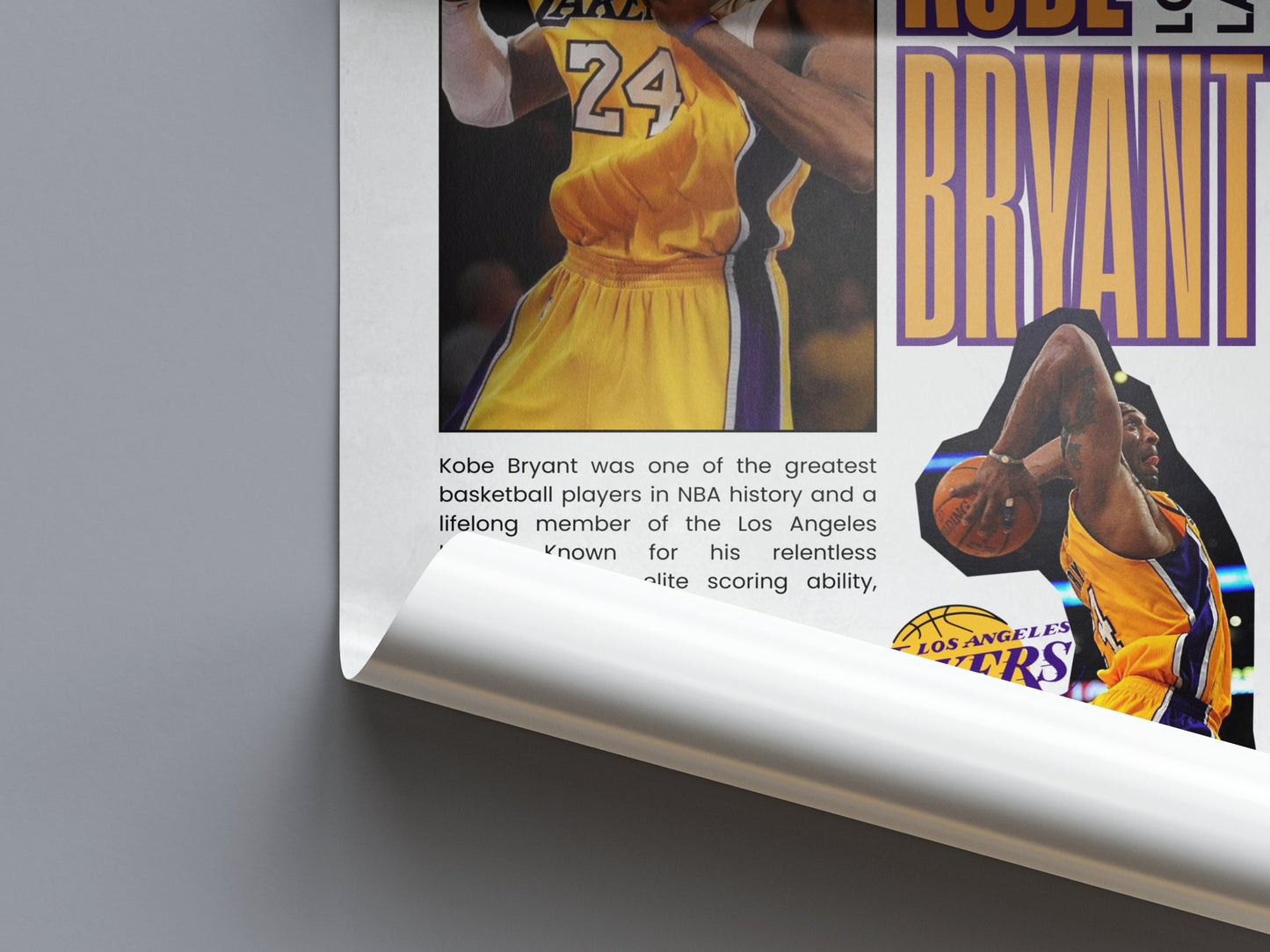 Kobe Bryant No. 24 Los Angeles Lakers Poster