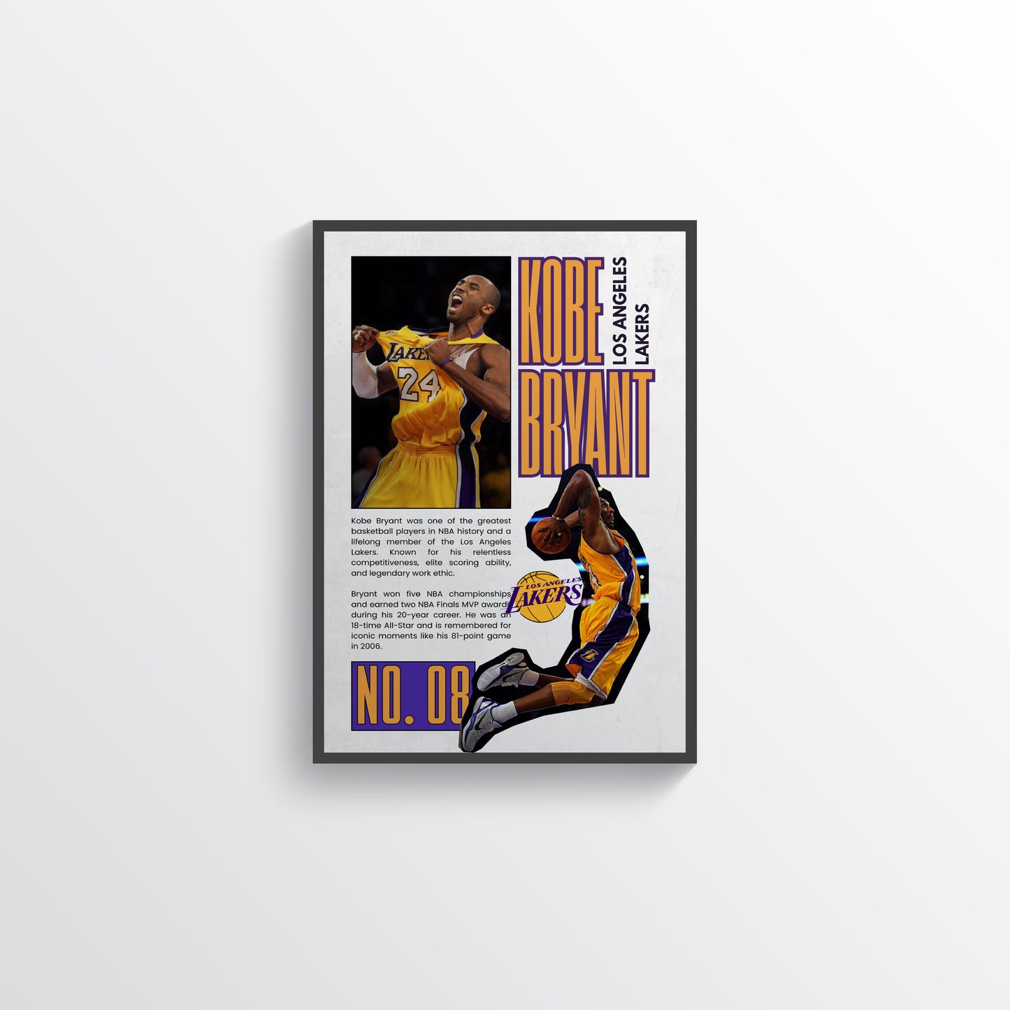 Kobe Bryant No. 24 Los Angeles Lakers Poster