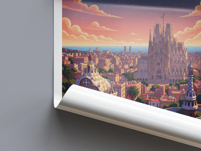 Barcelona Spain Travel Poster | Vintage Travel Poster | Country Travel Art | World Map Poster | Adventure Wall Art | Travel Gift