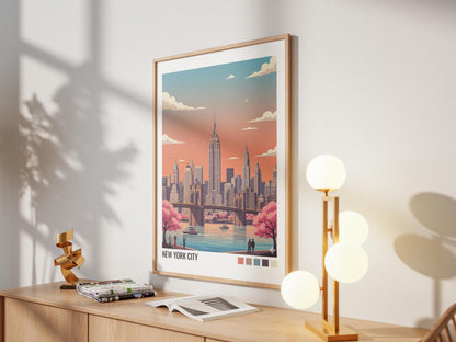 New York City Travel Poster | Vintage Travel Poster | Country Travel Art | World Map Poster | Adventure Wall Art | Travel Gift