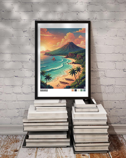 Hawaii Travel Poster | Vintage Travel Poster | Country Travel Art | World Map Poster | Adventure Wall Art | Travel Gift