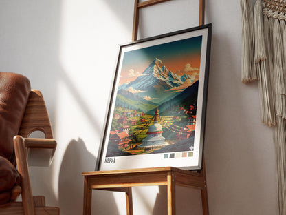 Mount Everest Nepal Travel Poster | Vintage Travel Poster | Country Travel Art | World Map Poster | Adventure Wall Art | Travel Gift