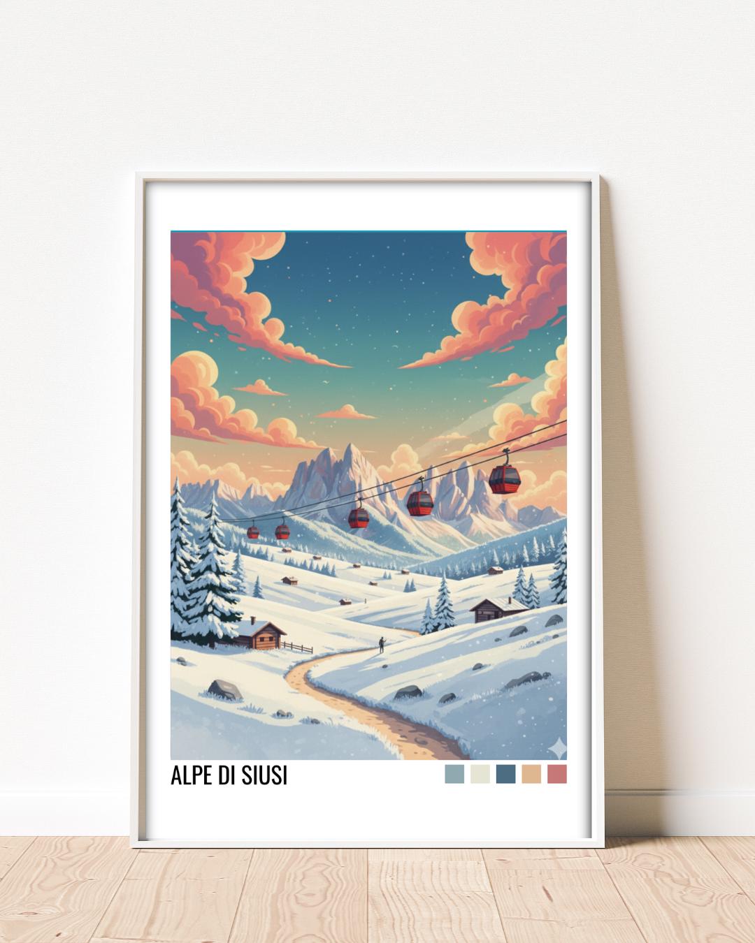 Alpe Di Siusi Italy Travel Poster | Vintage Travel Poster | Country Travel Art | World Map Poster | Adventure Wall Art | Travel Gift