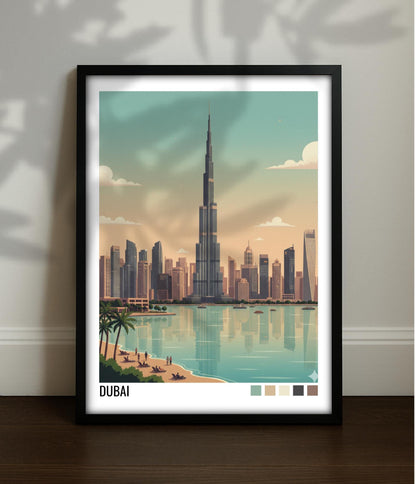 Dubai UAE Travel Poster | Vintage Travel Poster | Country Travel Art | World Map Poster | Adventure Wall Art | Travel Gift