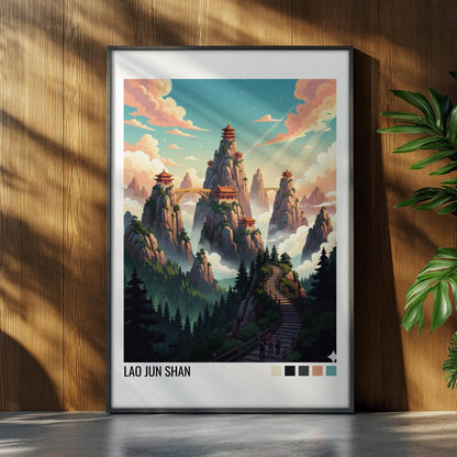 Lao Jun Shai China Travel Poster | Vintage Travel Poster | Country Travel Art | World Map Poster | Adventure Wall Art | Travel Gift