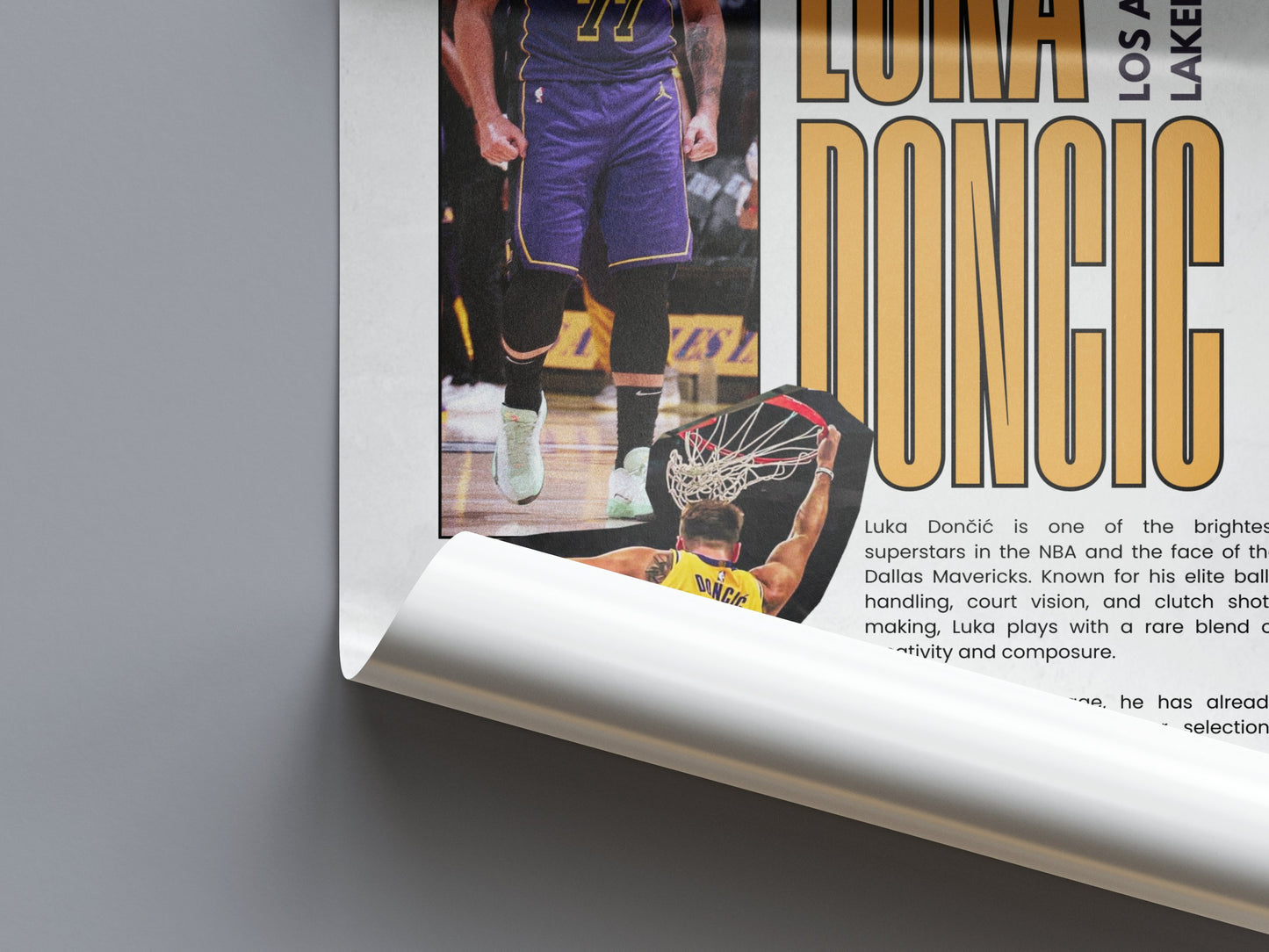 Luka Dončić No. 77 Los Angeles Lakers Poster