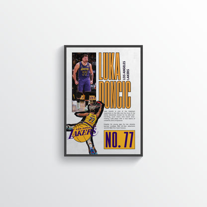 Luka Dončić No. 77 Los Angeles Lakers Poster