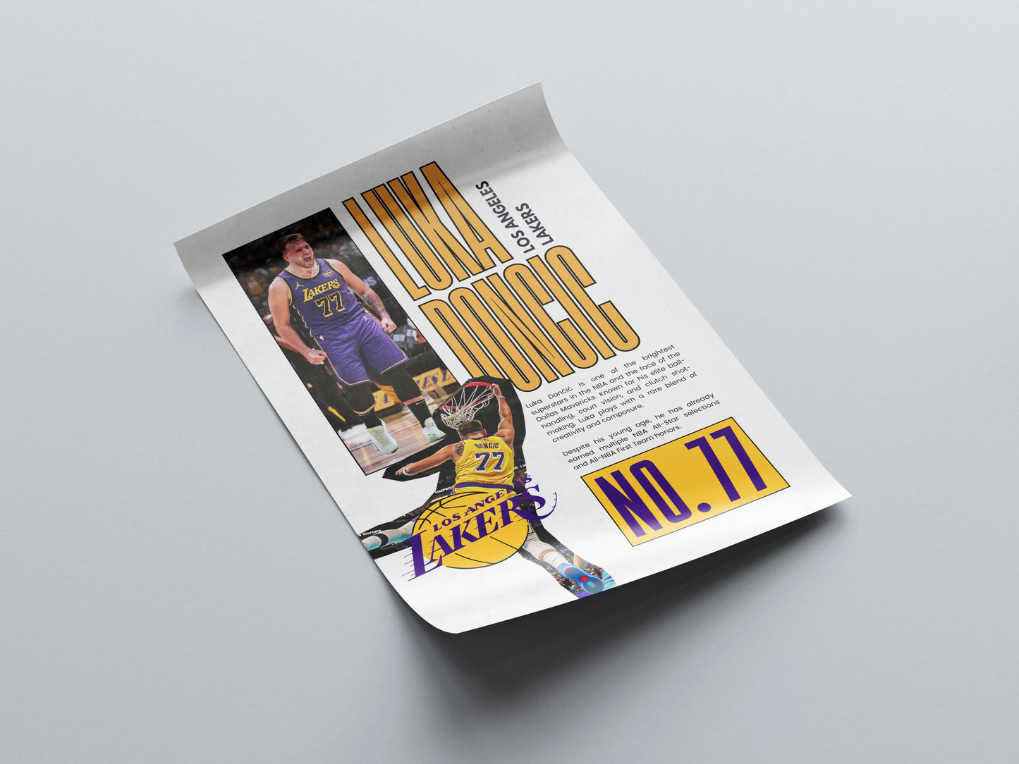 Luka Dončić No. 77 Los Angeles Lakers Poster