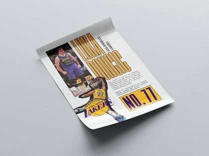 Luka Dončić No. 77 Los Angeles Lakers Poster