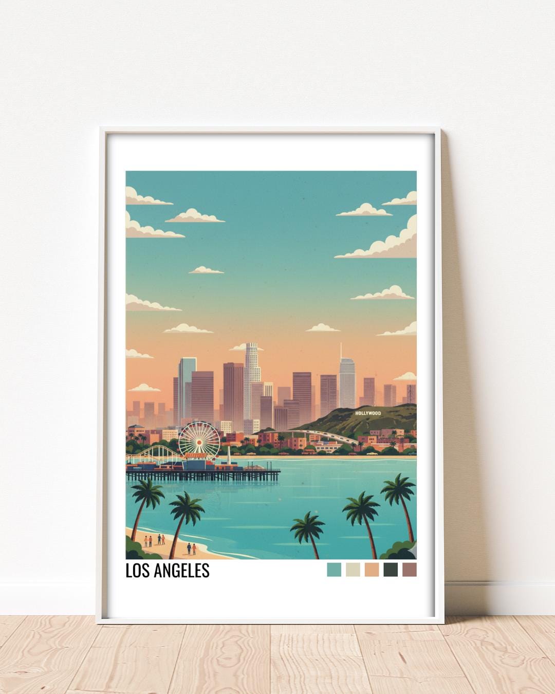 Los Angeles Travel Poster | Vintage Travel Poster | Country Travel Art | World Map Poster | Adventure Wall Art | Travel Gift