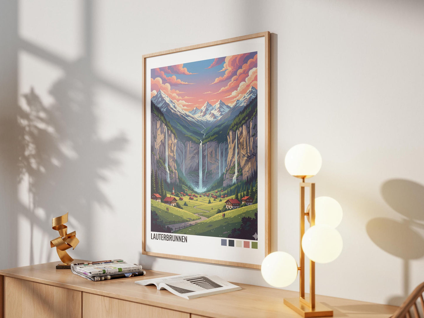 Lauterbrunnen Switzerland Travel Poster | Vintage Travel Poster | Country Travel Art | World Map Poster | Adventure Wall Art | Travel Gift