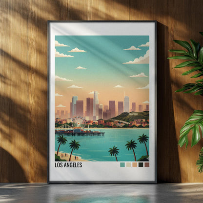 Los Angeles Travel Poster | Vintage Travel Poster | Country Travel Art | World Map Poster | Adventure Wall Art | Travel Gift
