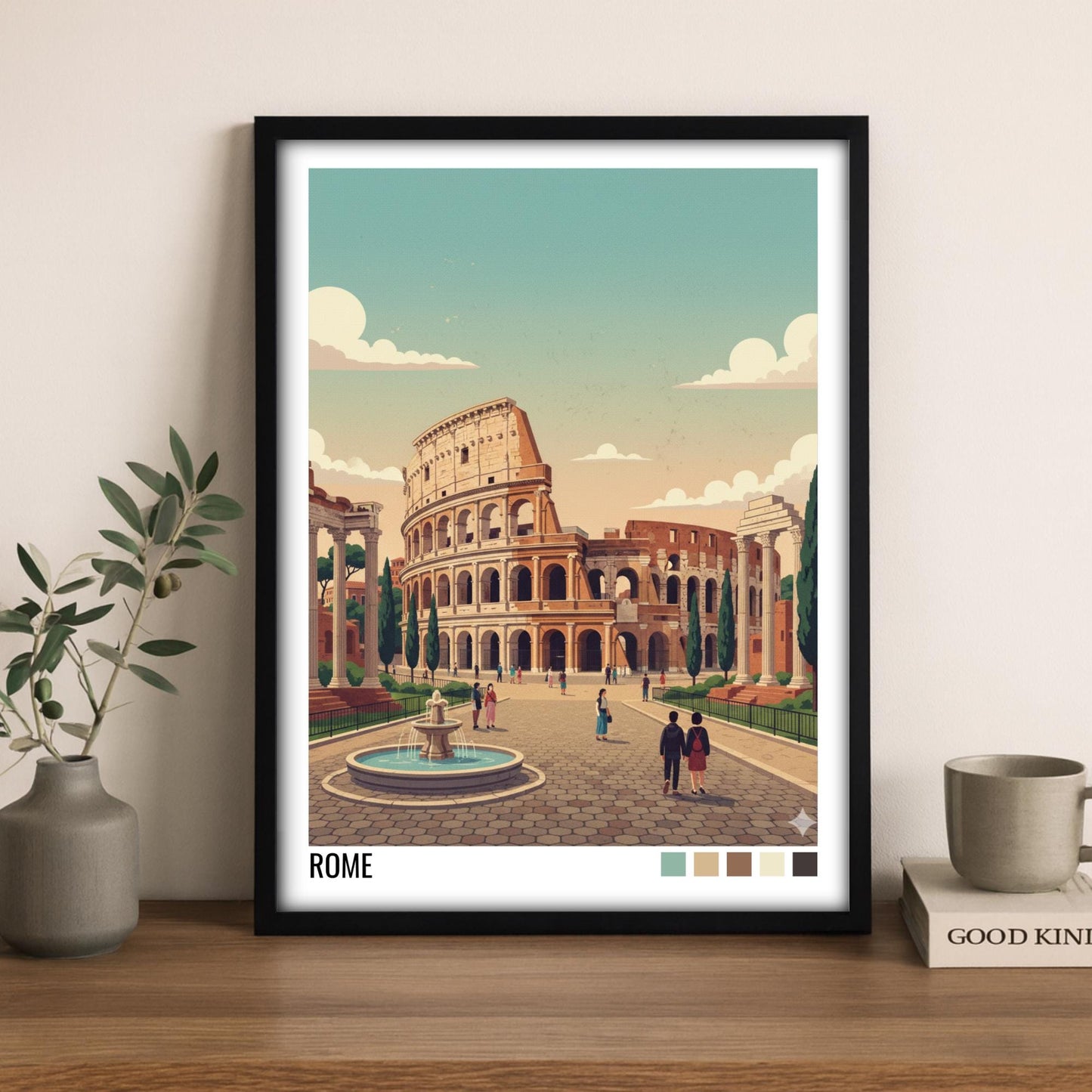Rome Italy Travel Poster | Vintage Travel Poster | Country Travel Art | World Map Poster | Adventure Wall Art | Travel Gift