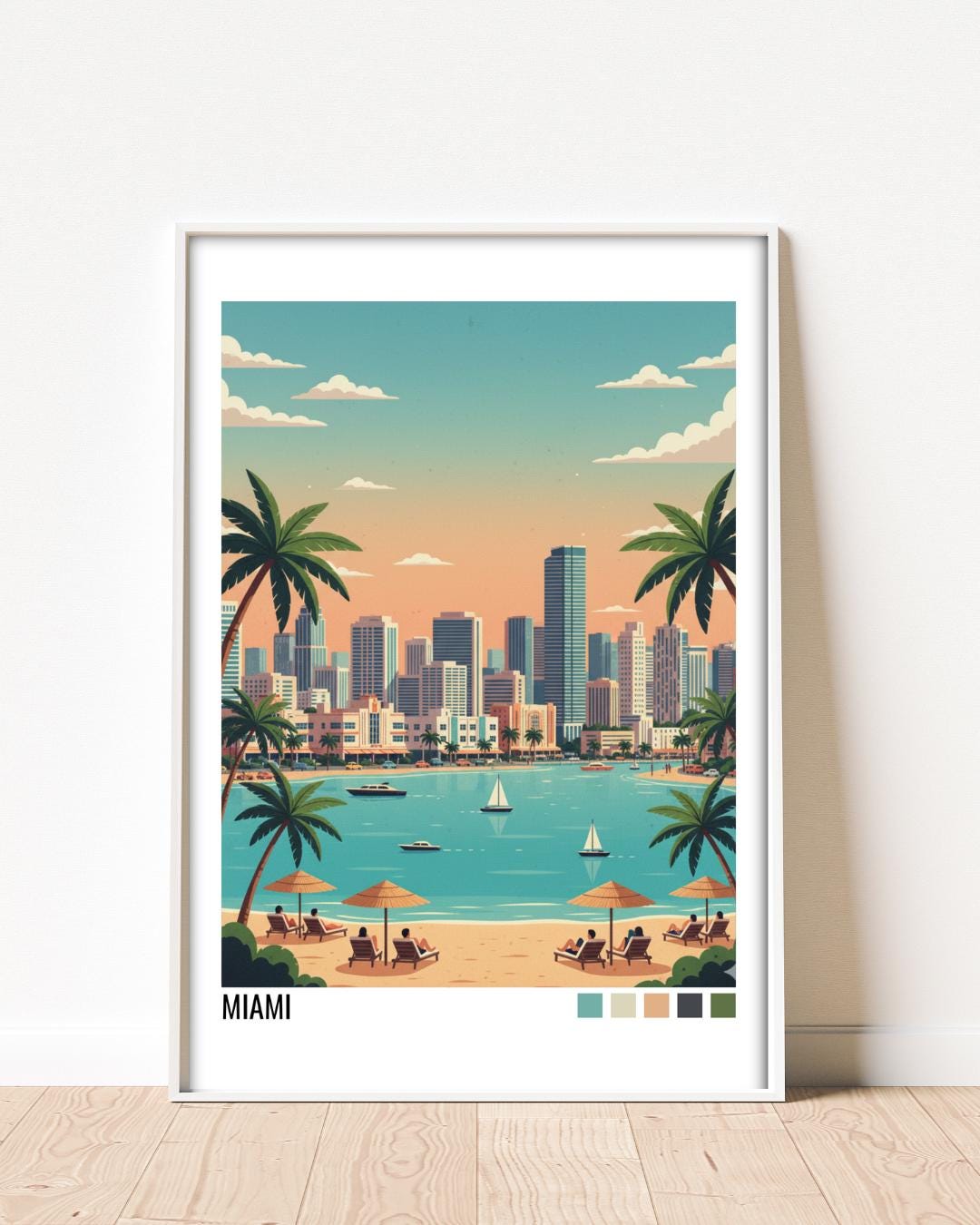 Miami Travel Poster | Vintage Travel Poster | Country Travel Art | World Map Poster | Adventure Wall Art | Travel Gift