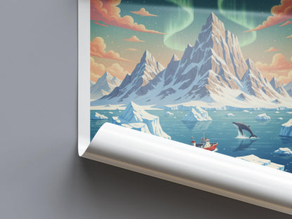 Antarctica Travel Poster | Vintage Travel Poster | Country Travel Art | World Map Poster | Adventure Wall Art | Travel Gift