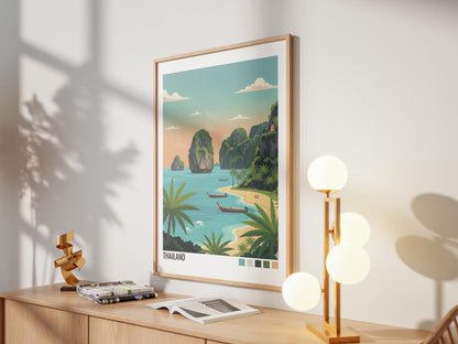 Thailand Travel Poster | Vintage Travel Poster | Country Travel Art | World Map Poster | Adventure Wall Art | Travel Gift