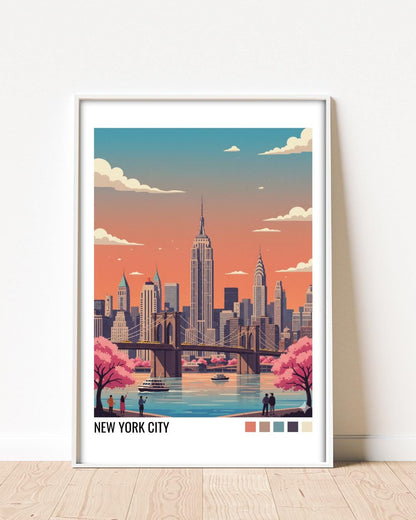 New York City Travel Poster | Vintage Travel Poster | Country Travel Art | World Map Poster | Adventure Wall Art | Travel Gift