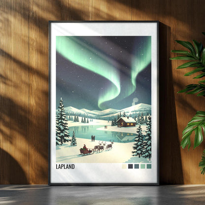 Lapland Finland Travel Poster | Vintage Travel Poster | Country Travel Art | World Map Poster | Adventure Wall Art | Travel Gift