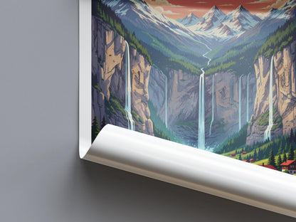 Lauterbrunnen Switzerland Travel Poster | Vintage Travel Poster | Country Travel Art | World Map Poster | Adventure Wall Art | Travel Gift