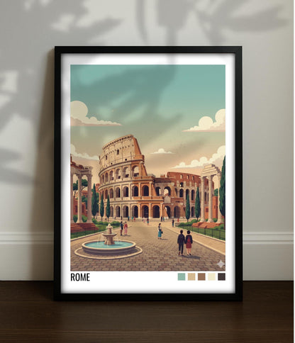 Rome Italy Travel Poster | Vintage Travel Poster | Country Travel Art | World Map Poster | Adventure Wall Art | Travel Gift