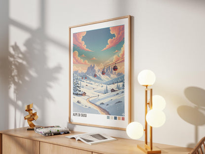 Alpe Di Siusi Italy Travel Poster | Vintage Travel Poster | Country Travel Art | World Map Poster | Adventure Wall Art | Travel Gift