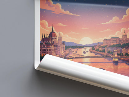 Budapest Hungary Travel Poster | Vintage Travel Poster | Country Travel Art | World Map Poster | Adventure Wall Art | Travel Gift