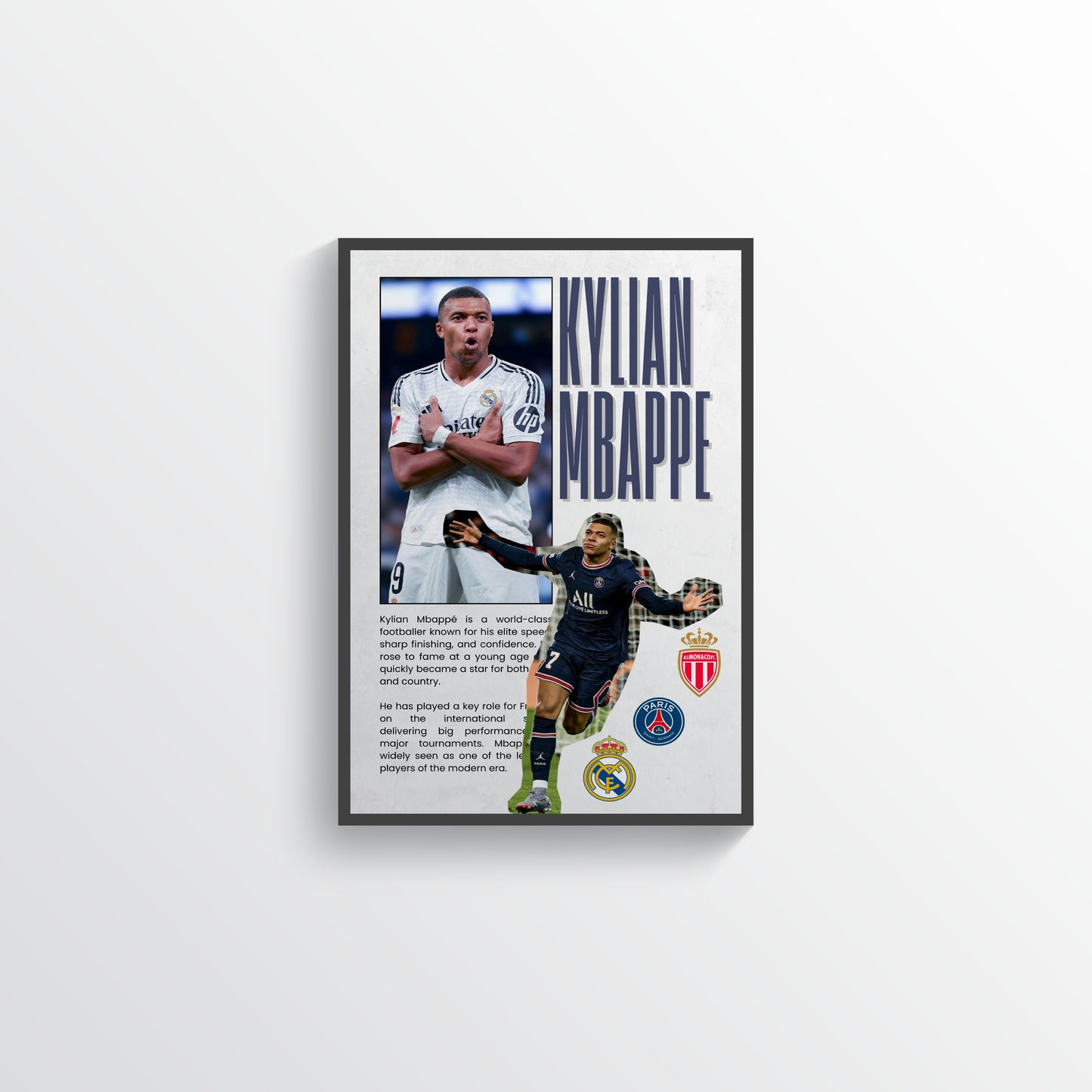 Kylian Mbappé Football Superstar Poster