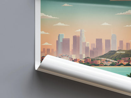 Los Angeles Travel Poster | Vintage Travel Poster | Country Travel Art | World Map Poster | Adventure Wall Art | Travel Gift