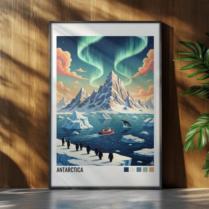 Antarctica Travel Poster | Vintage Travel Poster | Country Travel Art | World Map Poster | Adventure Wall Art | Travel Gift
