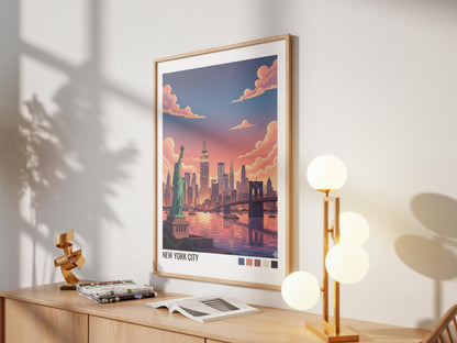 New York CIty USA Travel Poster | Vintage Travel Poster | Country Travel Art | World Map Poster | Adventure Wall Art | Travel Gift