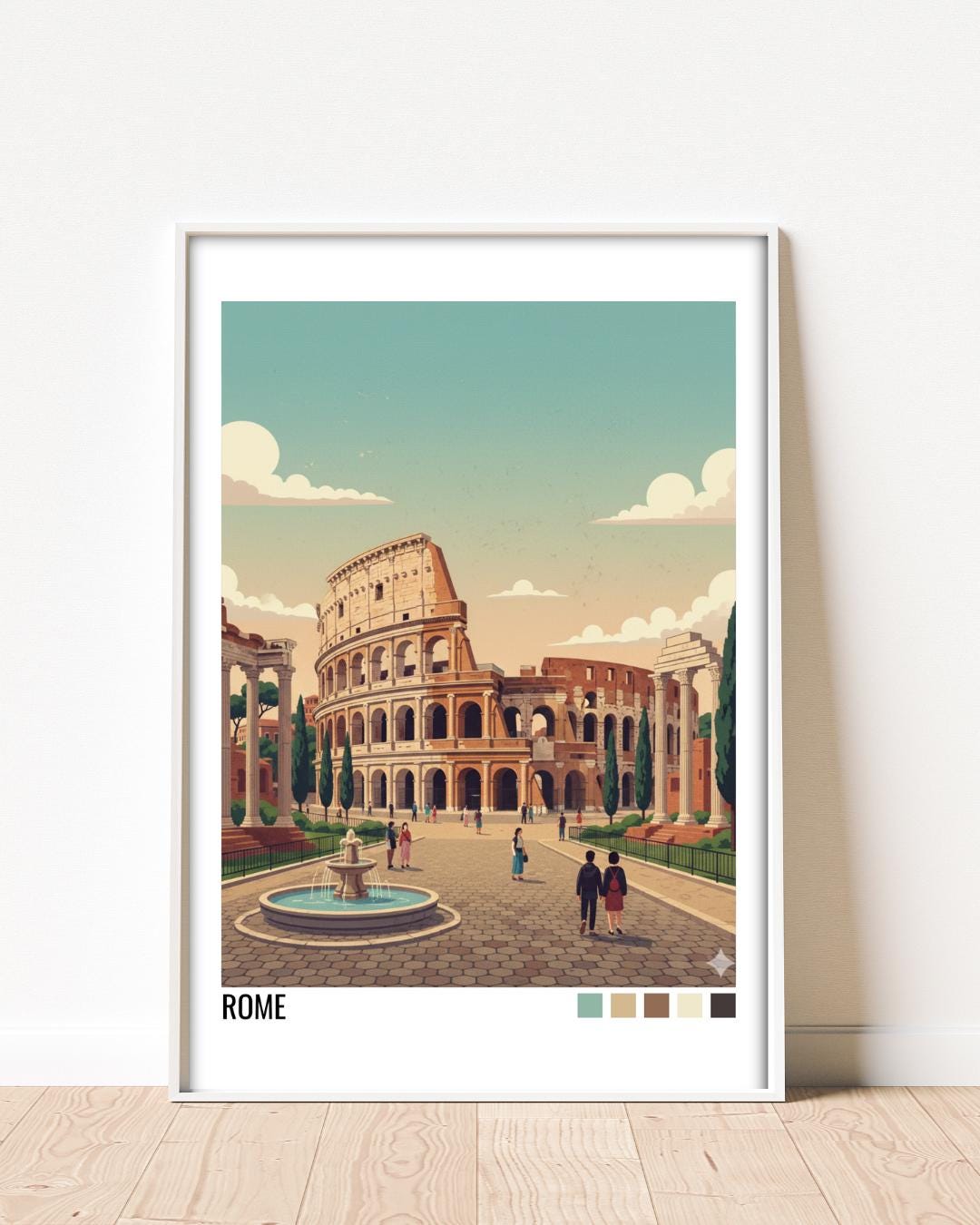 Rome Italy Travel Poster | Vintage Travel Poster | Country Travel Art | World Map Poster | Adventure Wall Art | Travel Gift