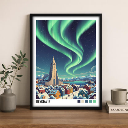 Reykjavik Iceland Travel Poster | Vintage Travel Poster | Country Travel Art | World Map Poster | Adventure Wall Art | Travel Gift