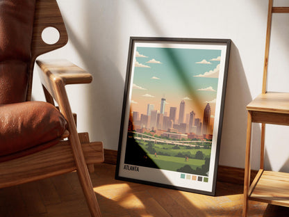 Atlanta Travel Poster | Vintage Travel Poster | Country Travel Art | World Map Poster | Adventure Wall Art | Travel Gift