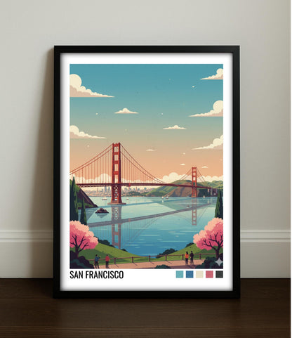 San Francisco Travel Poster | Vintage Travel Poster | Country Travel Art | World Map Poster | Adventure Wall Art | Travel Gift